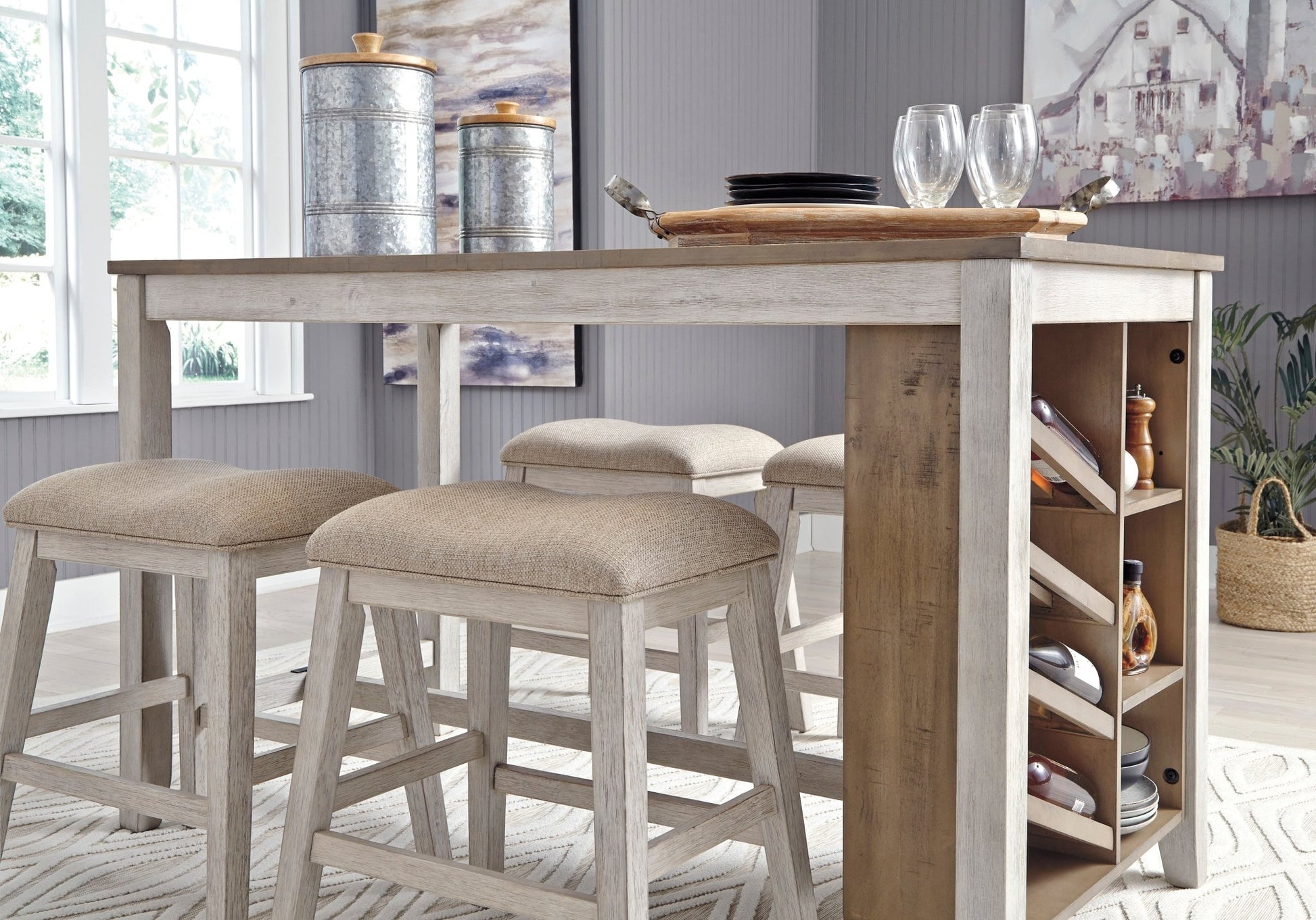 RECT Counter Table w/Storage + 4 Chairs Dining Room Sets| Ashley Homestore