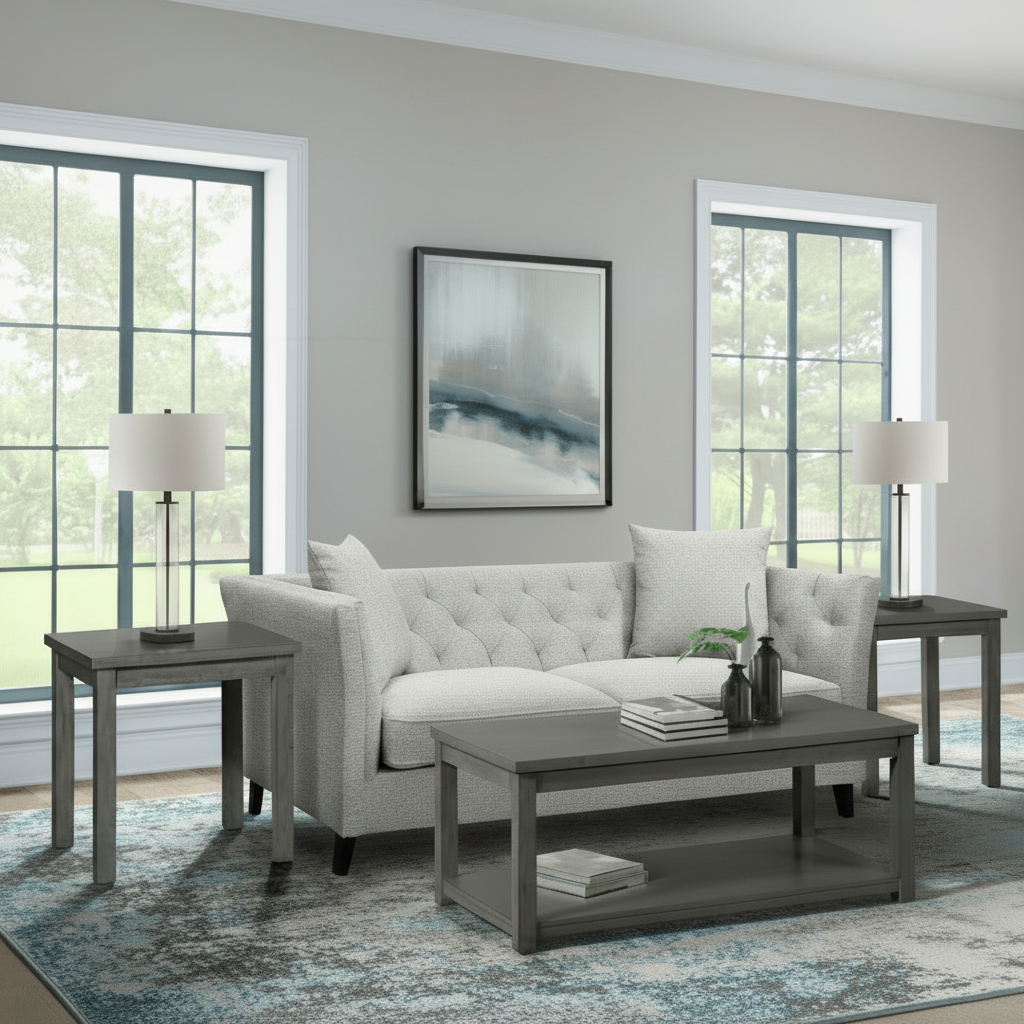 Rina Three Pack Occasional set; coffee W/ Casters in grey Coffee Tables| Roots Furniture