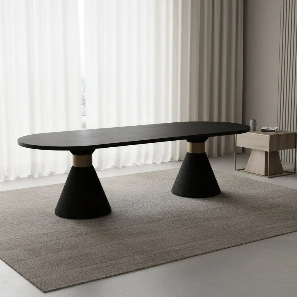 Rishi Black Rope Oval Table Dining Tables| TOV