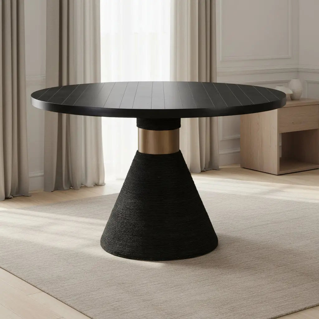 Rishi Black Rope Round Table Dining Tables| TOV