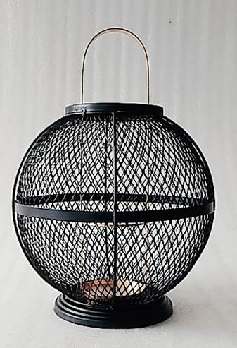 ROUND LANTERN BLACK AND GOLDSMALL 28x28x39 CM Lanterns| Alrugaib Furniture X Nice