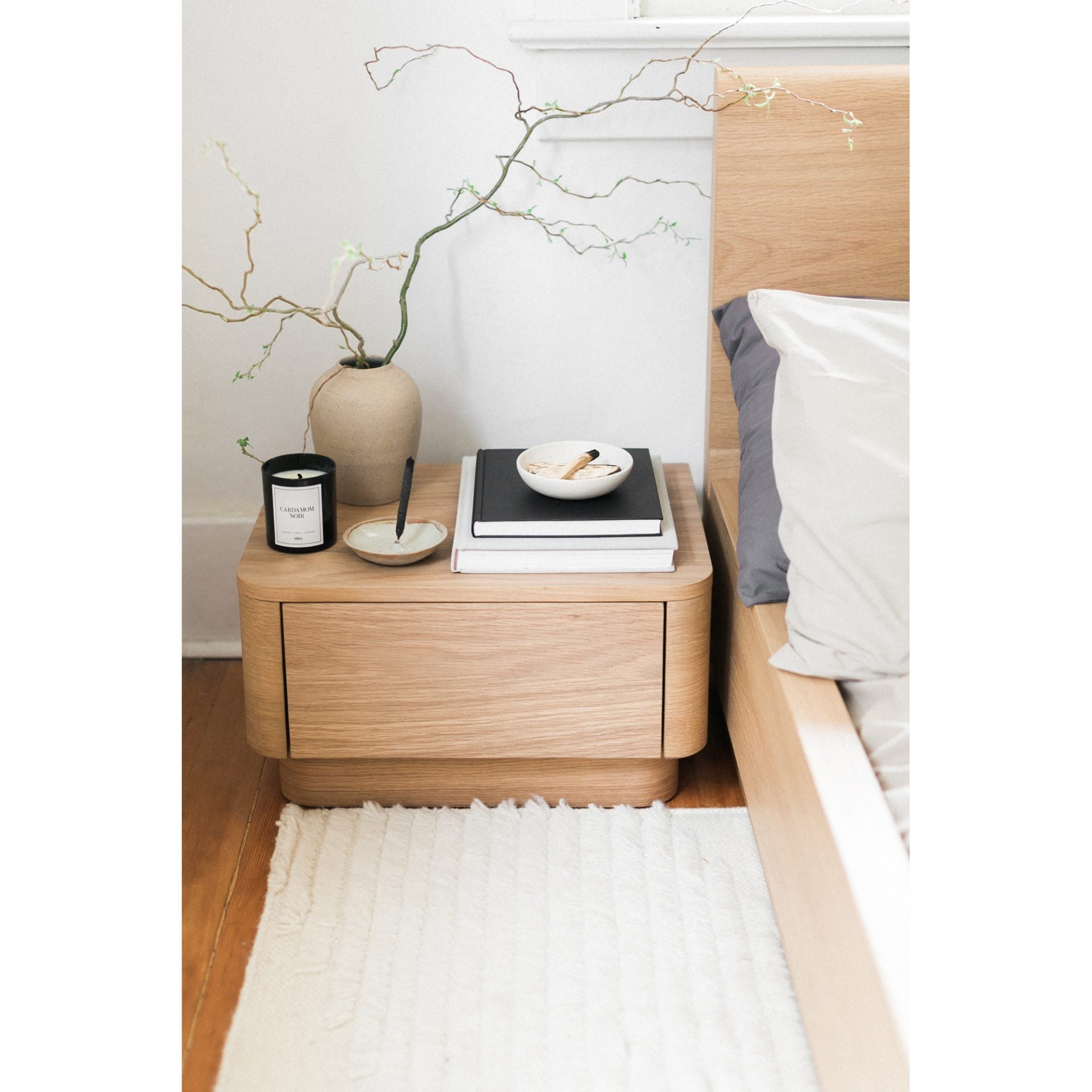 Round Off Nightstand Oak Nightstands| Moe's Home