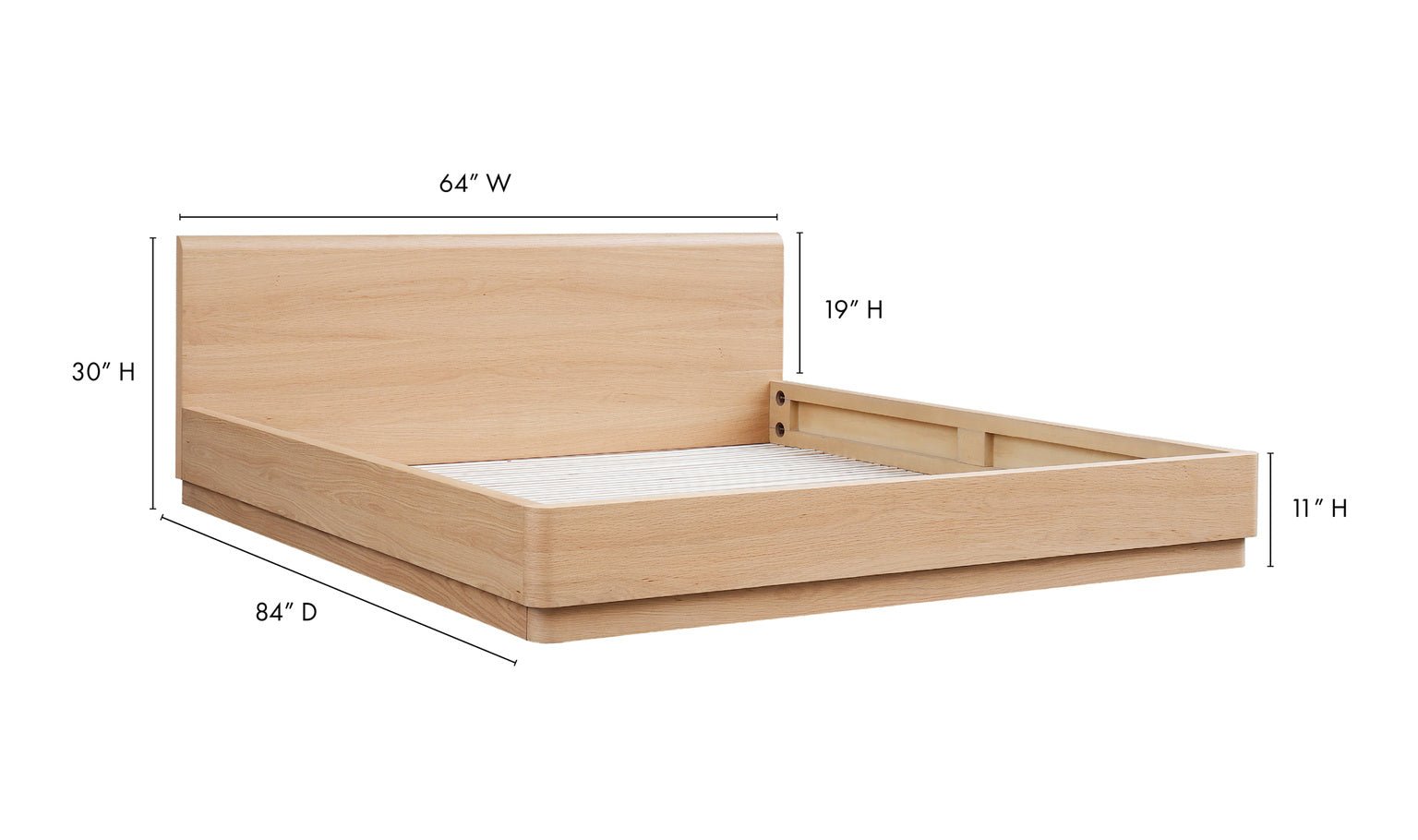 Round Off Queen Bed Oak Beds| Moe's Home