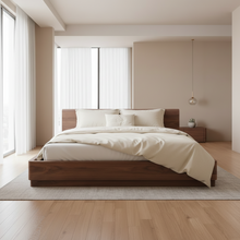 Round Off Queen Bed Walnut