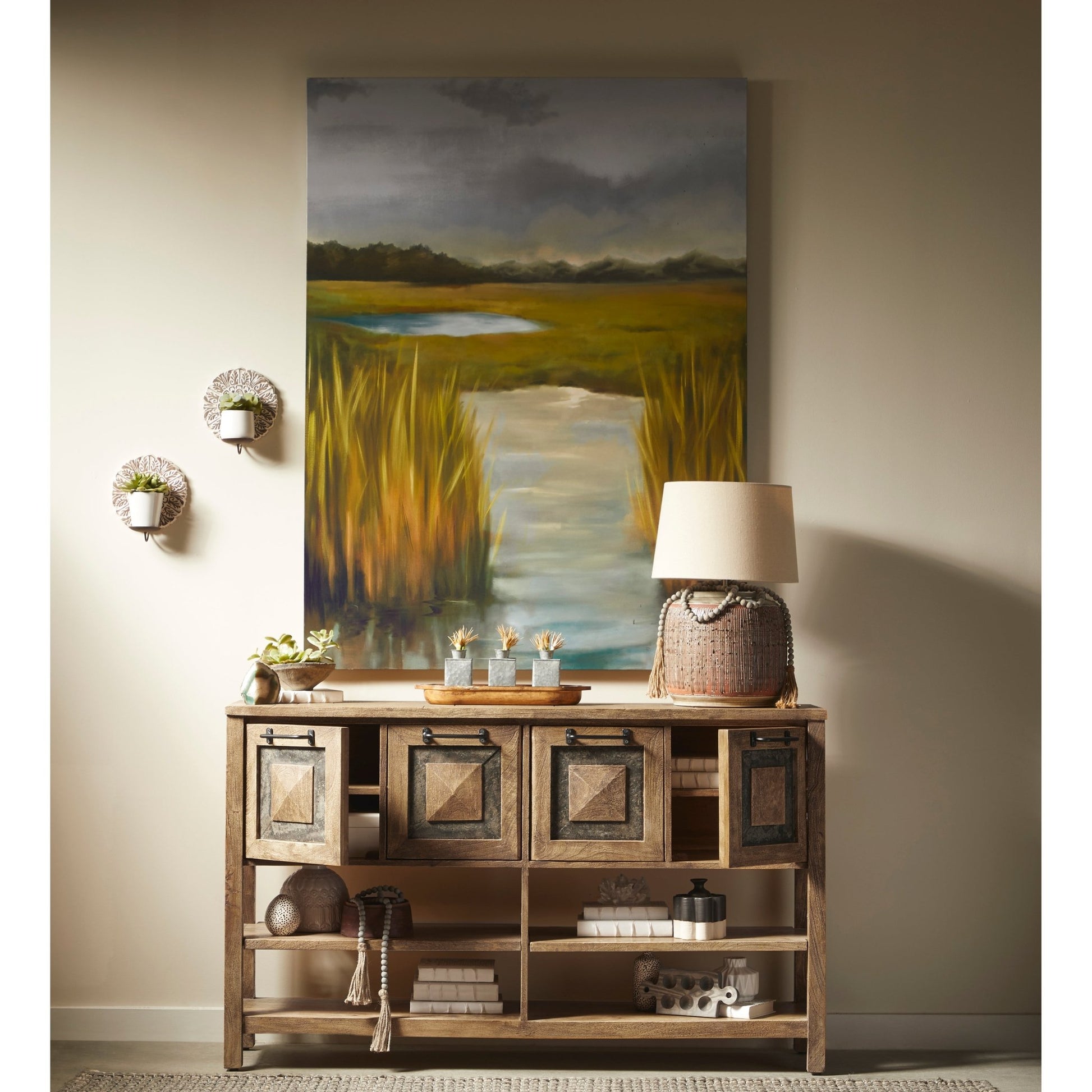 Rustic Stone Inserts Storage Console Consoles & Sideboards| Hooker