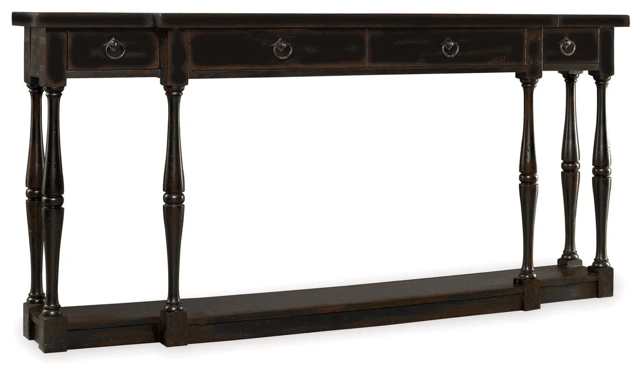 Sanctuary Four-Drawer Thin Console - Ebony Consoles & Sideboards| Hooker