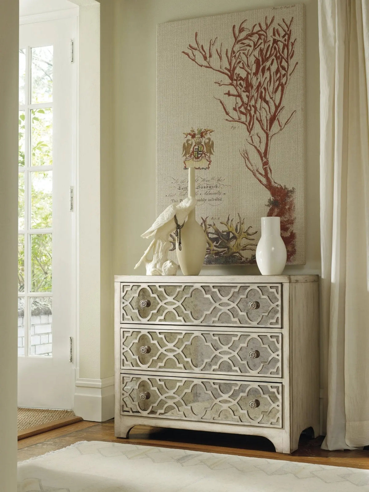 Sanctuary Fretwork Chest-Pearl Essence Cabinets & Chests| Hooker