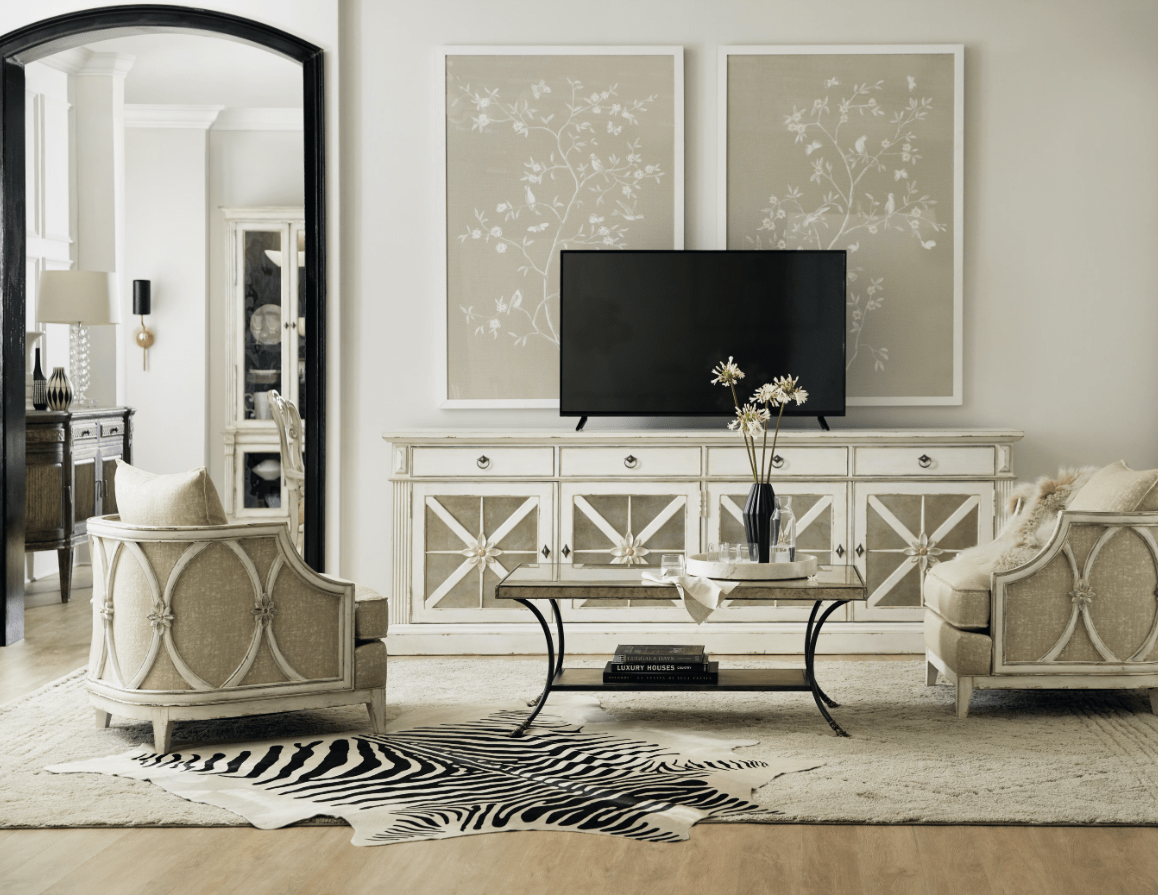 Sanctuary Grand Premier Entertainment Console Blanc Consoles & Sideboards| Hooker