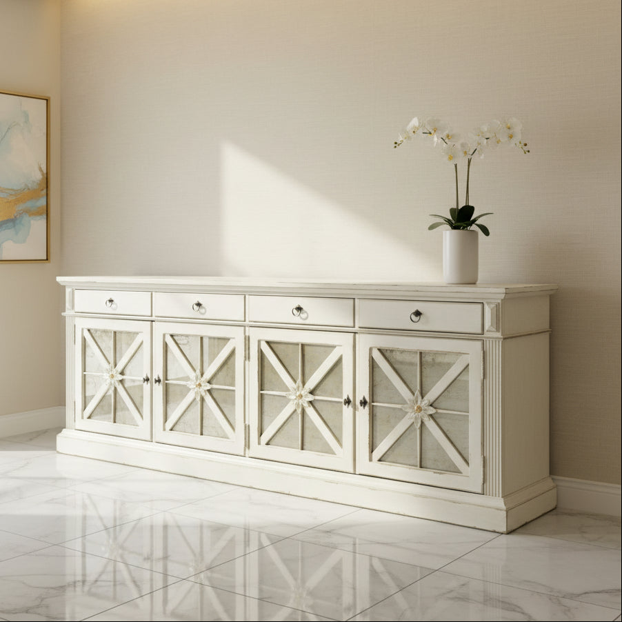 Sanctuary Grand Premier Entertainment Console Blanc Consoles & Sideboards| Hooker