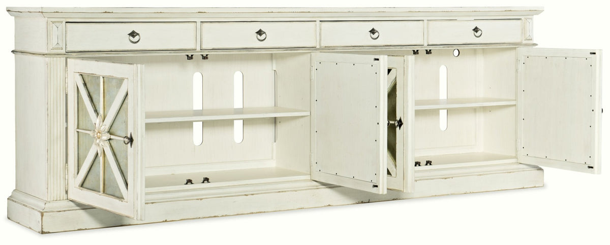 Sanctuary Grand Premier Entertainment Console Blanc Consoles & Sideboards| Hooker