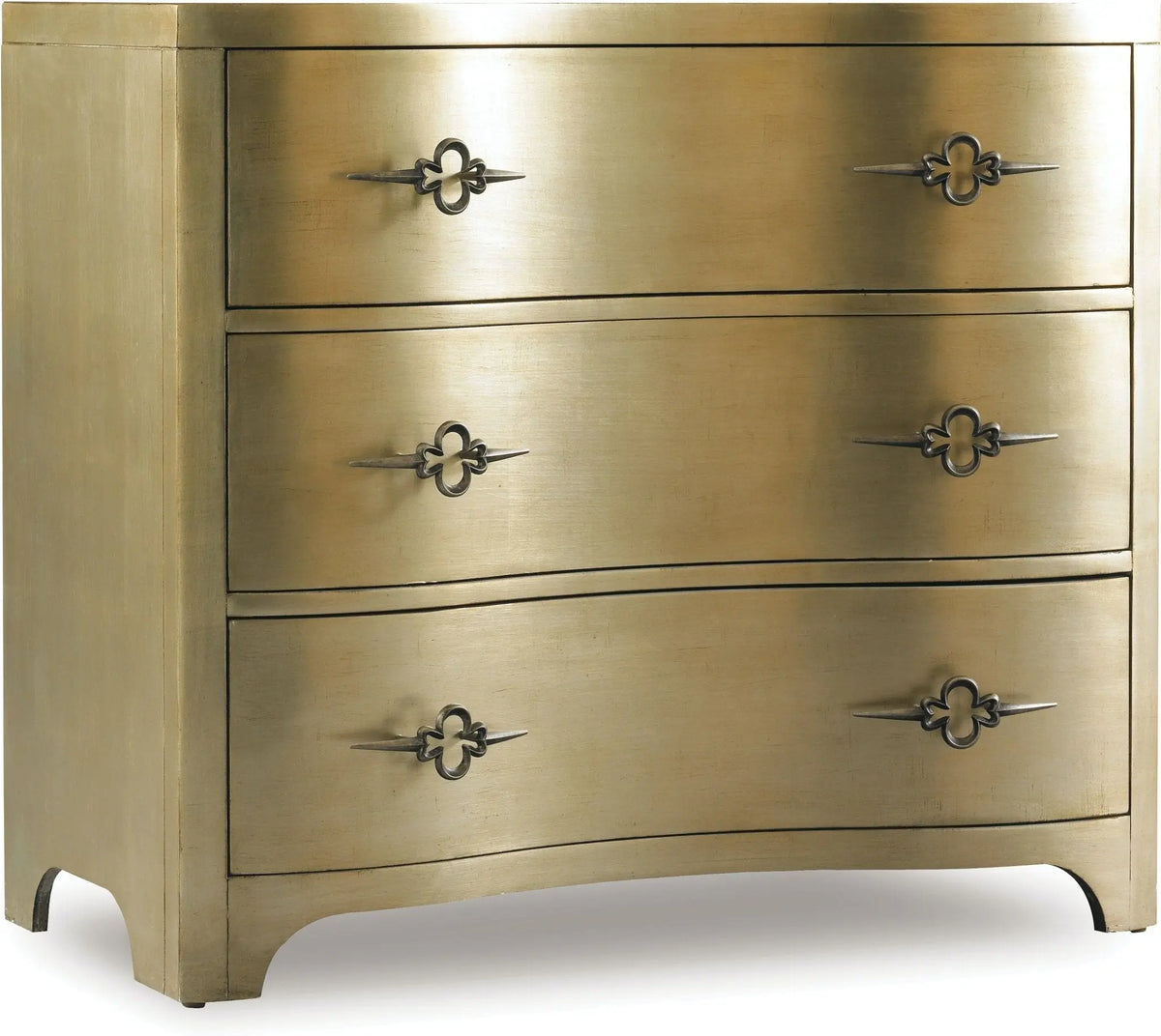 Sanctuary Three-Drawer Shaped Front Gold Chest Cabinets & Chests| Hooker