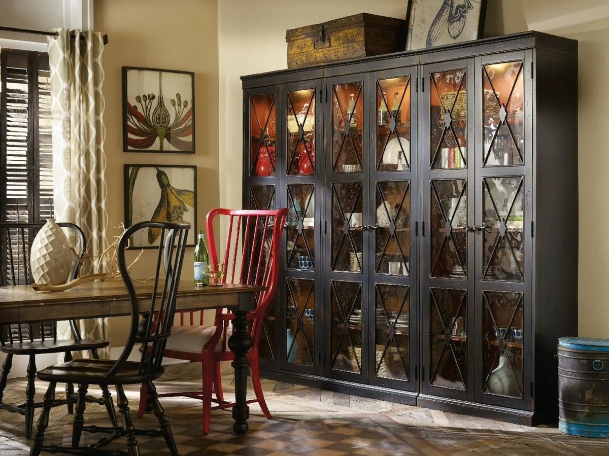 Sanctuary Two-Door Thin Display Cabinet - Ebony Cabinets & Chests| Hooker