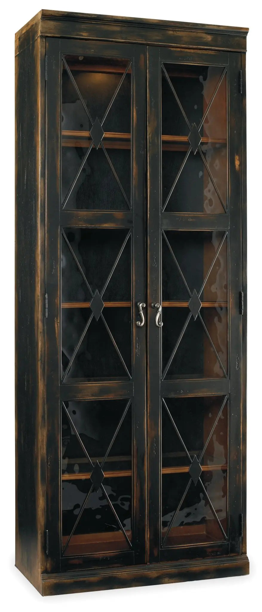 Sanctuary Two-Door Thin Display Cabinet - Ebony Cabinets & Chests| Hooker