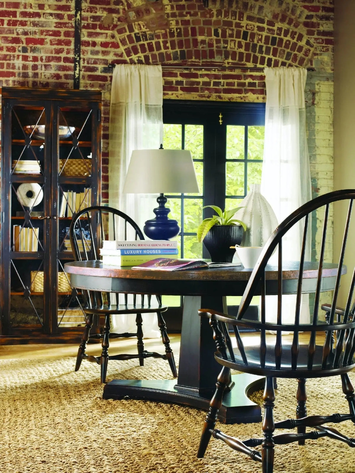 Sanctuary Two-Door Thin Display Cabinet - Ebony Cabinets & Chests| Hooker
