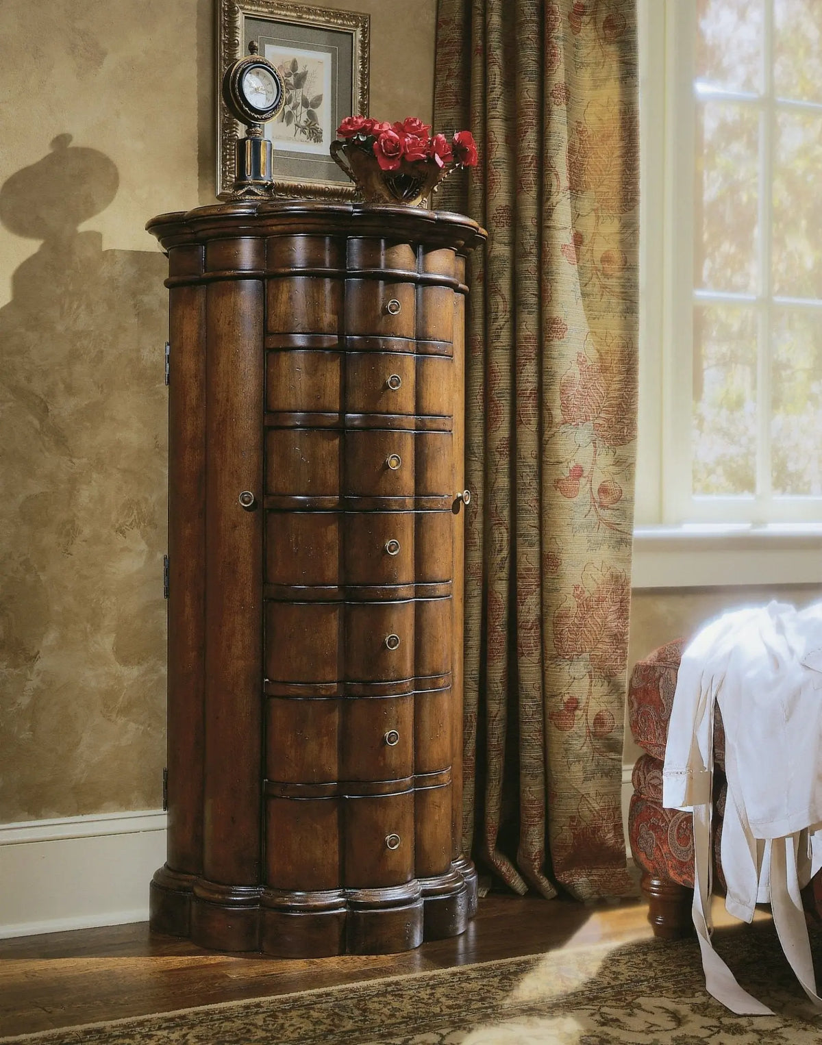 Shaped Jewelry Armoire-Cherry Cabinets & Chests| Hooker