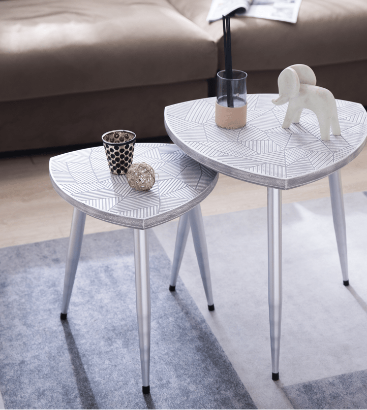 Silver Angular Table Set of 2 Accent & End Tables| Crestview