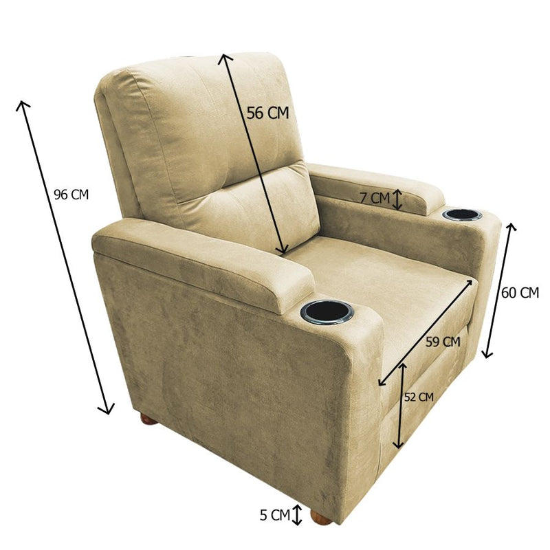 In House Cinema Chair Upholstered With Velvet And Cup Holders- Beige-906192-P (6613426045024)