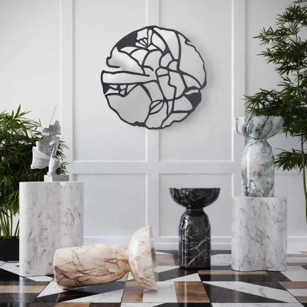 Slab Marble Tall Side Table Accent & End Tables| TOV