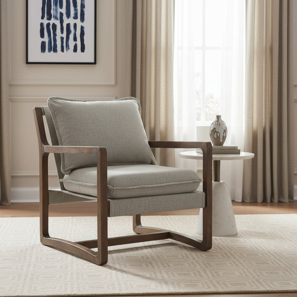 Spitfire Wood Trim Chair In Mekinney Charcoal Chairs| Roots Furniture