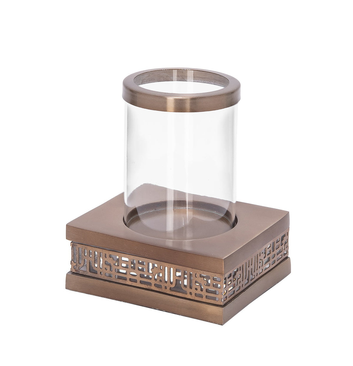 SQUARE CANDLE HOLDER ANITQUE BRASS 15X12.5X10.5 CM Candle Holders| Alrugaib Furniture X Nice
