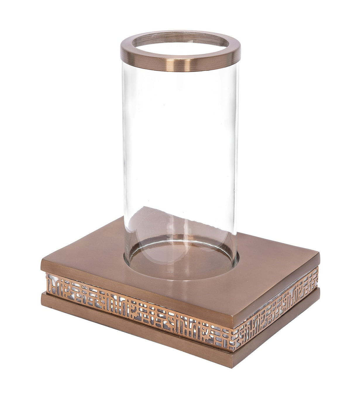 SQUARE CANDLE HOLDER ANITQUE BRASS 35X20X15.5CM Candle Holders| Alrugaib Furniture X Nice