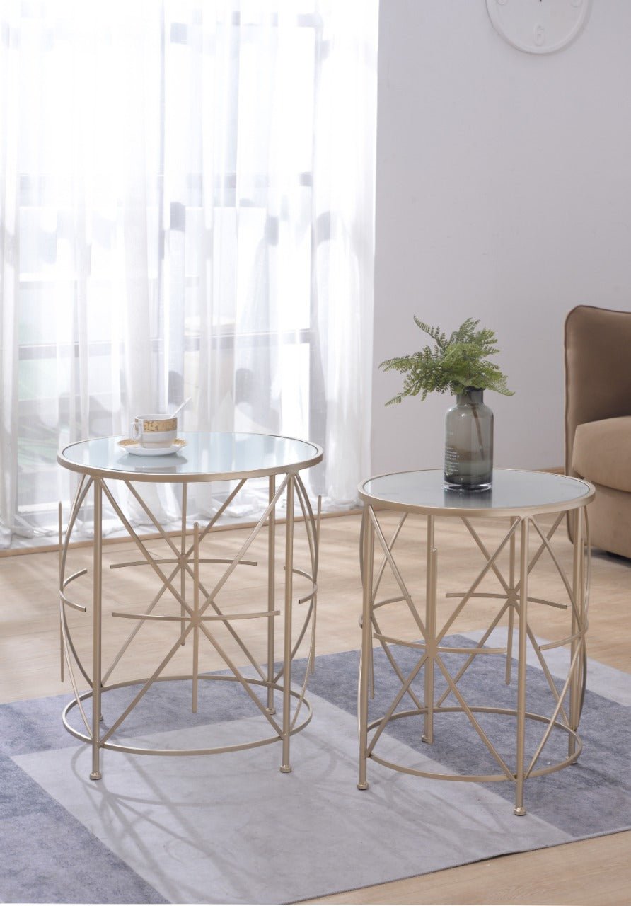 Starlite Mirror Top Table Set of 2 Accent & End Tables| Crestview