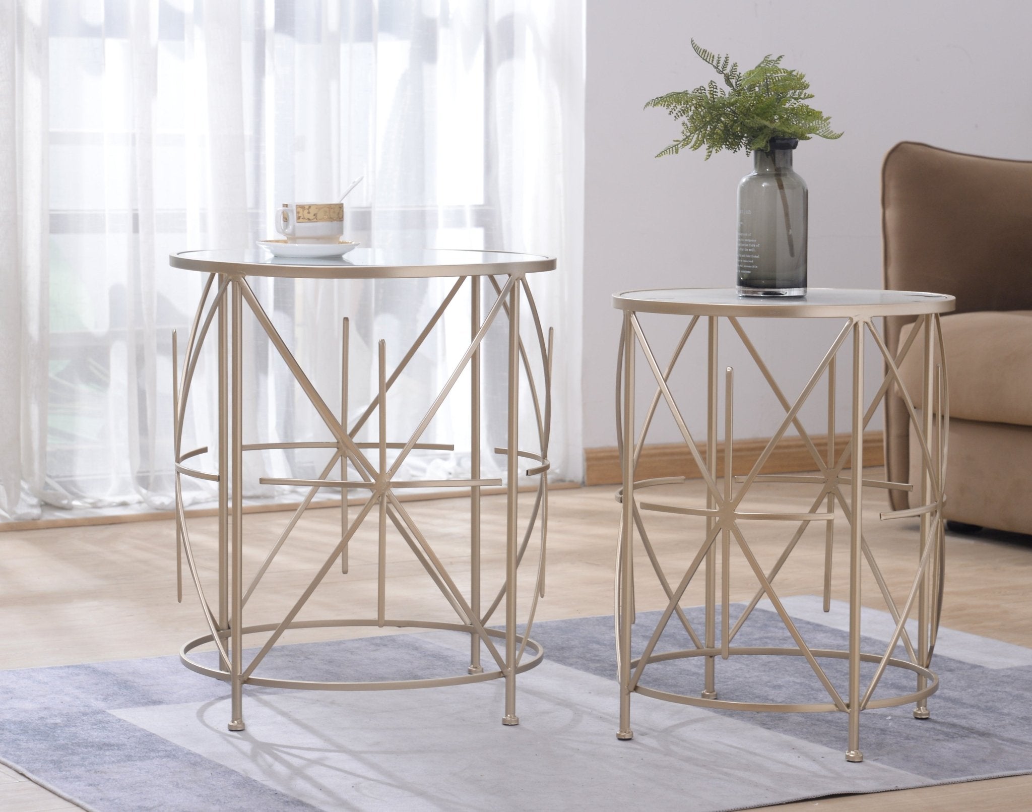 Starlite Mirror Top Table Set of 2 Accent & End Tables| Crestview