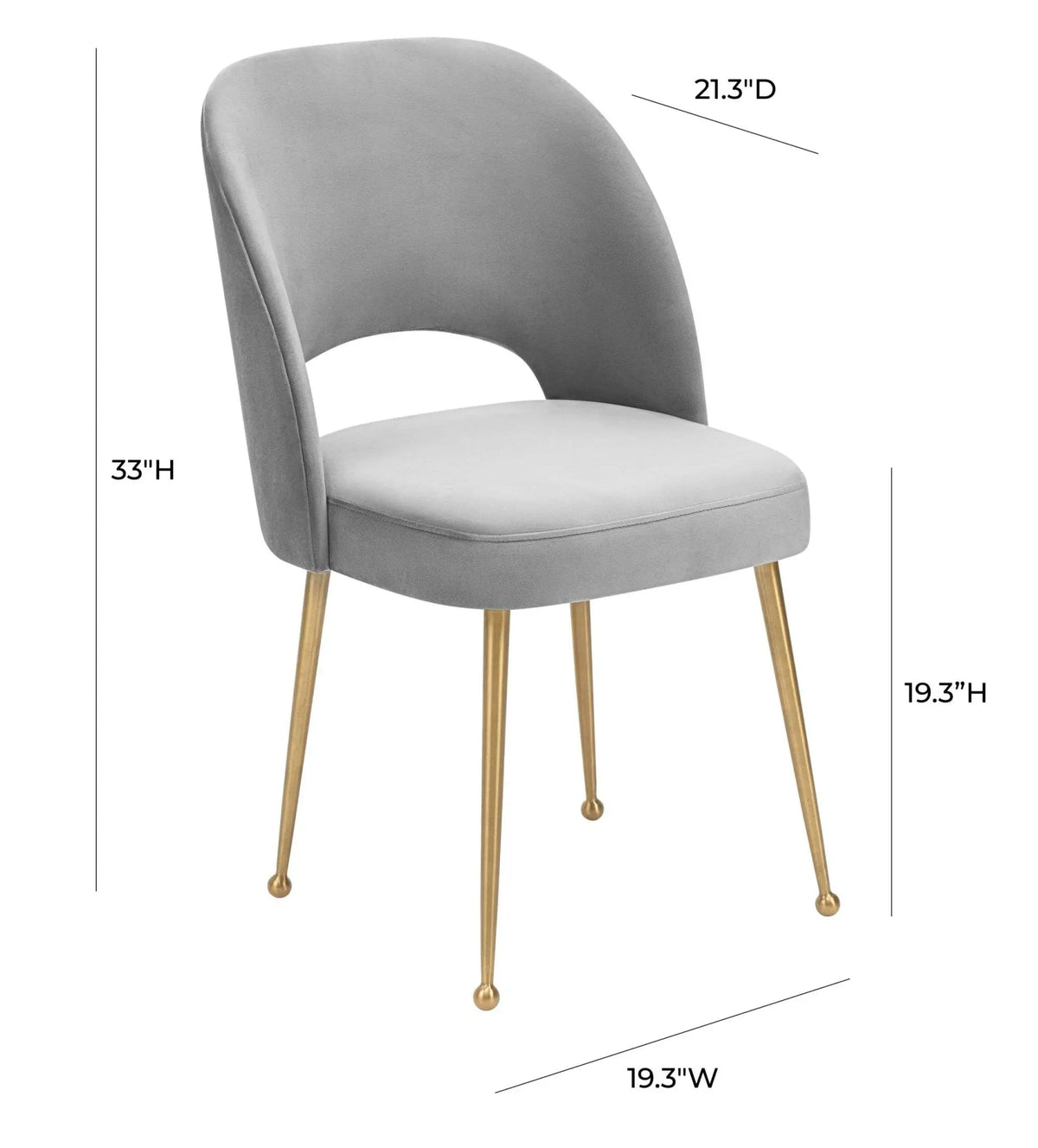 Swell Light Grey Velvet Chair Chairs| TOV