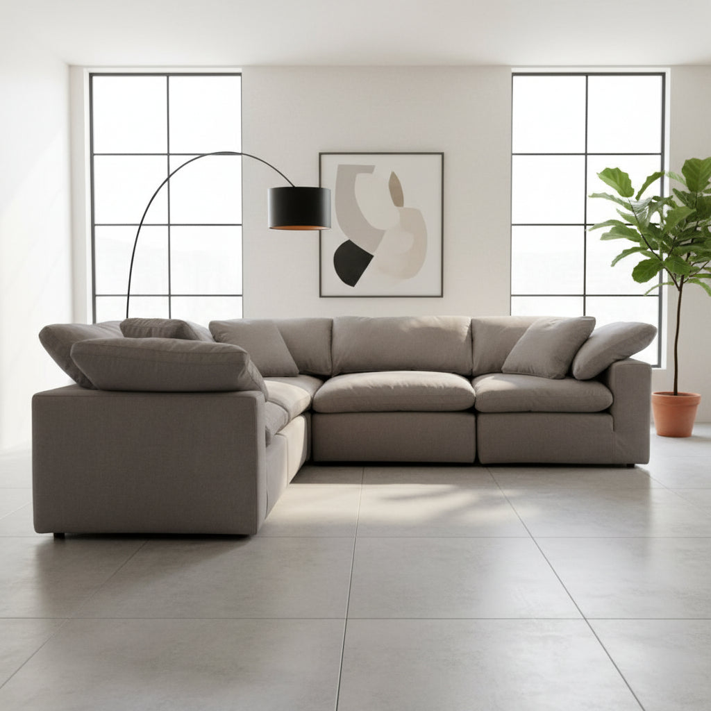 Terra Condo Classic L Modular Sectional Livesmart Fabric Light Grey Sectionals| Moe's Home