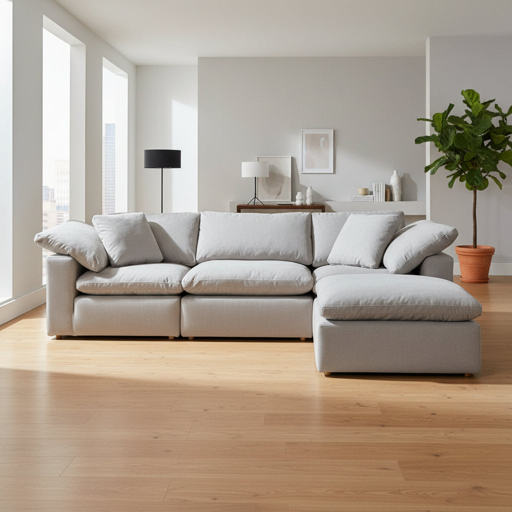 Terra Condo Lounge Modular Sectional Livesmart Fabric Light Grey Sectionals| Moe's Home
