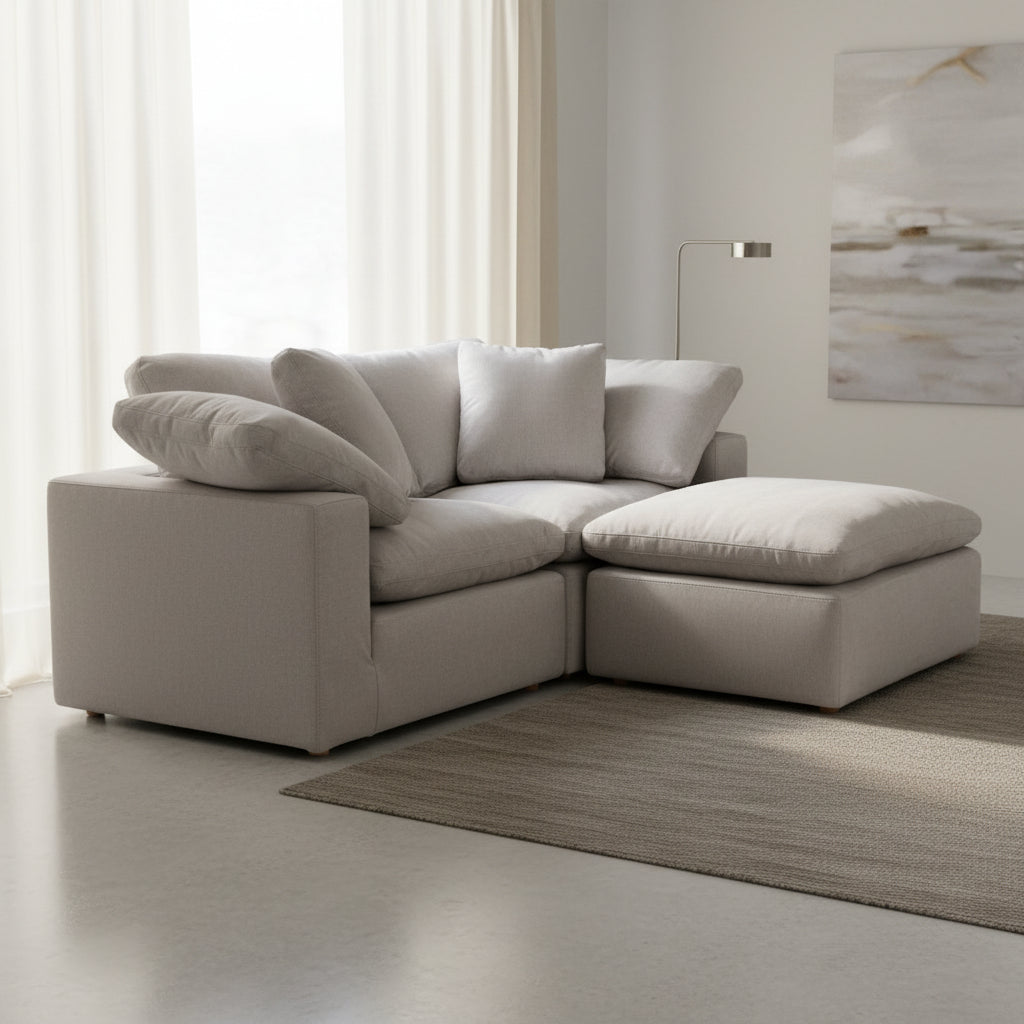 Terra Condo Nook Modular Sectional Livesmart Fabric Light Grey Sectionals| Moe's Home