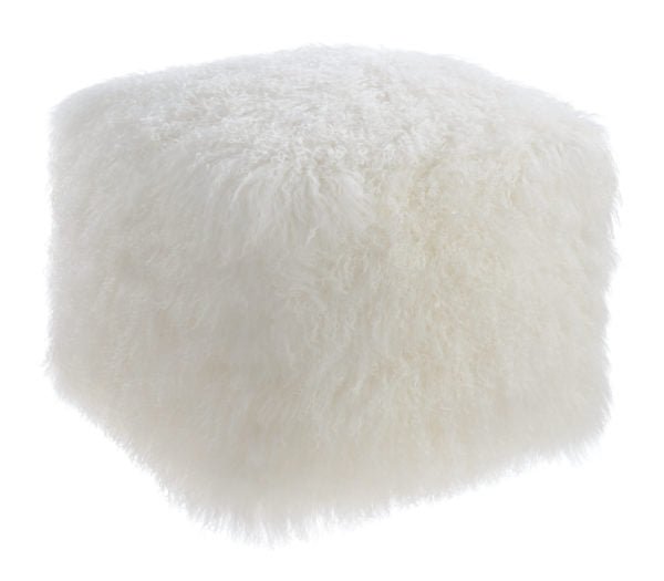 Tibetan Sheep White Pouf Poufs| TOV