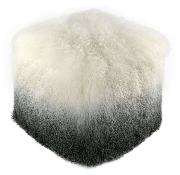 Tibetan Sheep White to Grey Pouf Poufs| TOV