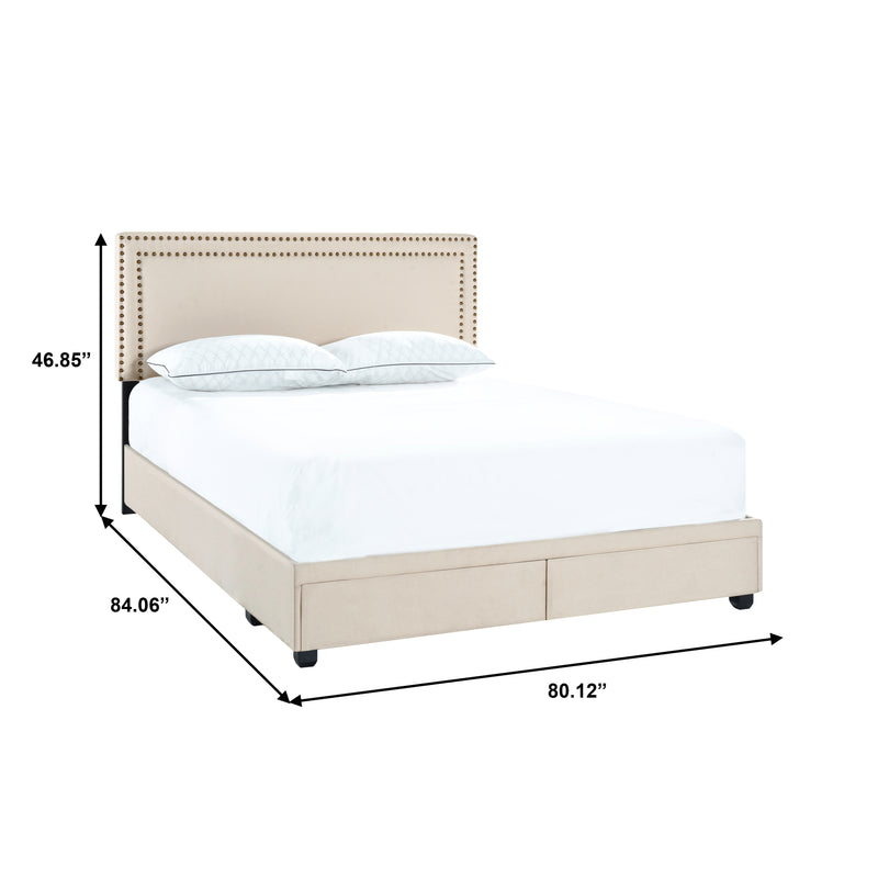 King Nail Trim Storage Bed - Linen (6629792219232)