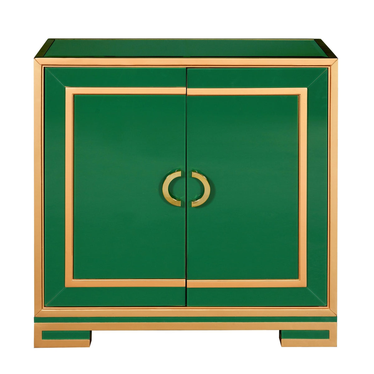 Two Door Emerald & Gold Glass Chest Cabinets & Chests| Hooker