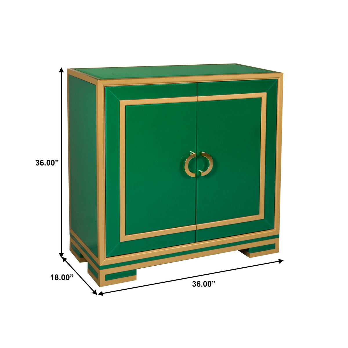 Two Door Emerald & Gold Glass Chest Cabinets & Chests| Hooker