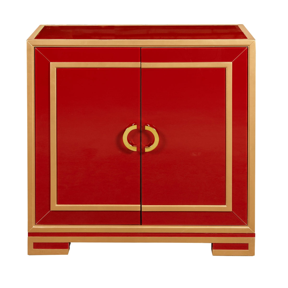 Two Door Wine & Gold Glass Chest Cabinets & Chests| Hooker