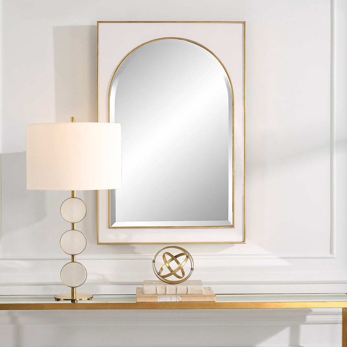 Uttermost Crisanta Gloss White Arch Mirror Mirrors| Uttermost