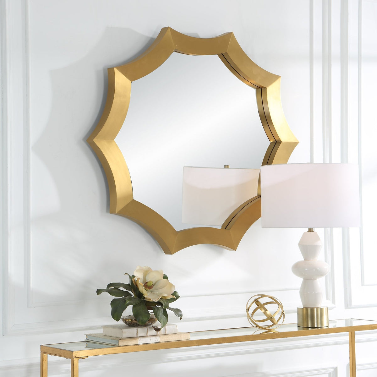 Uttermost Flare Brushed Brass Round Mirror Mirrors| Uttermost