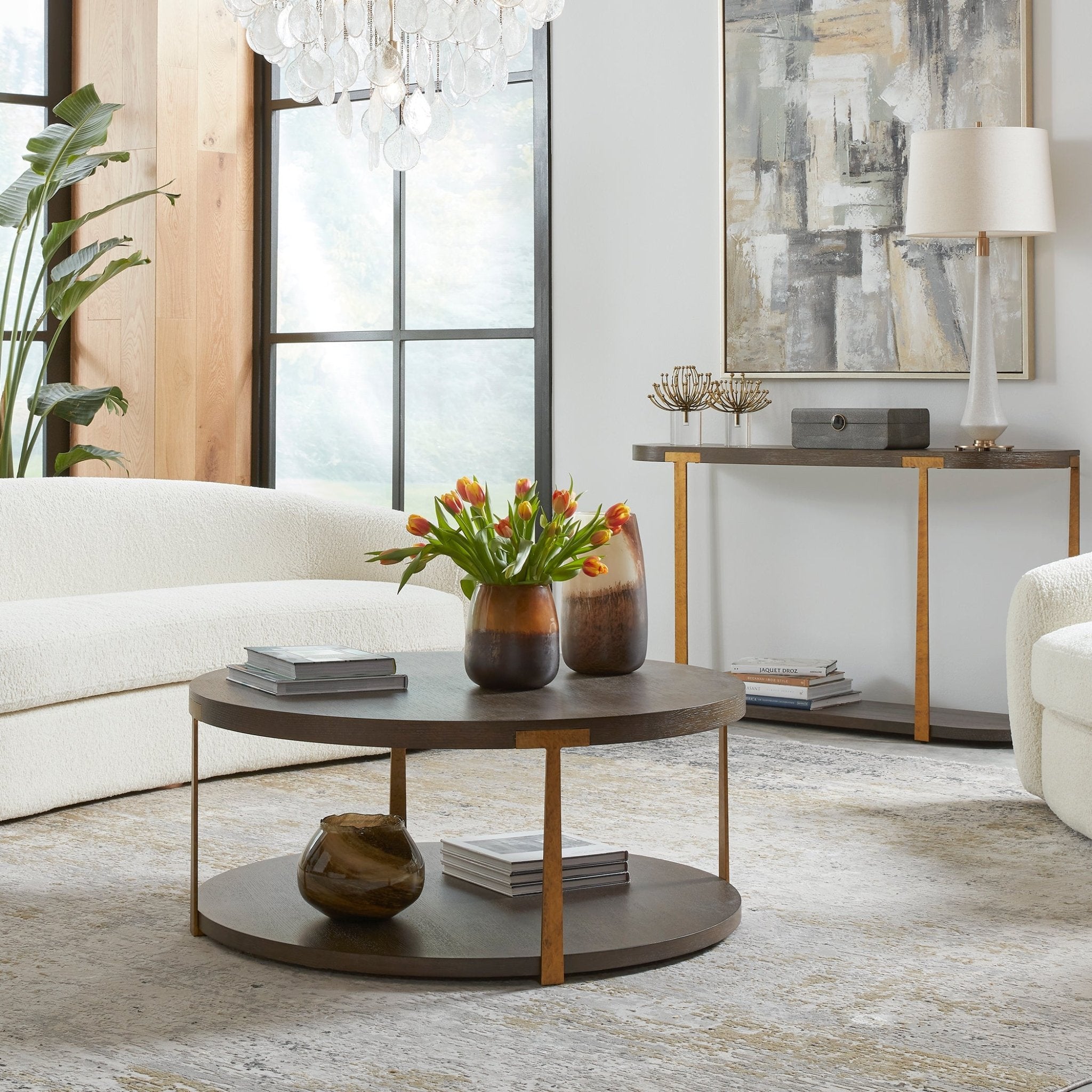 Uttermost Palisade Round Wood Coffee Table - Al Rugaib Furniture
