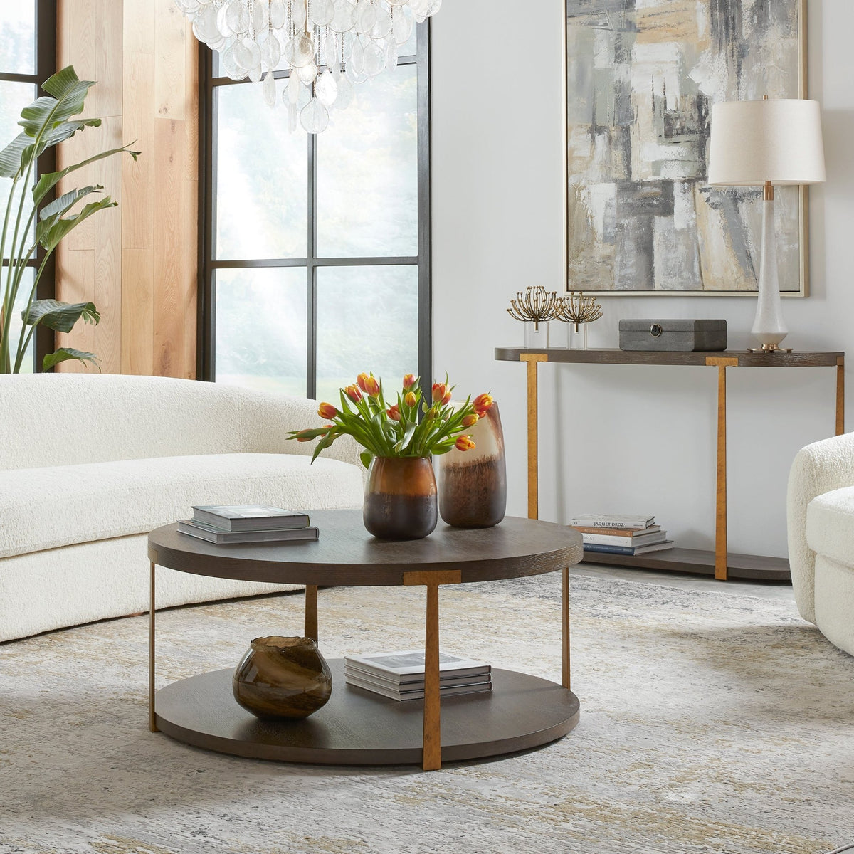 Uttermost Palisade Round Wood Coffee Table Coffee Tables| Uttermost
