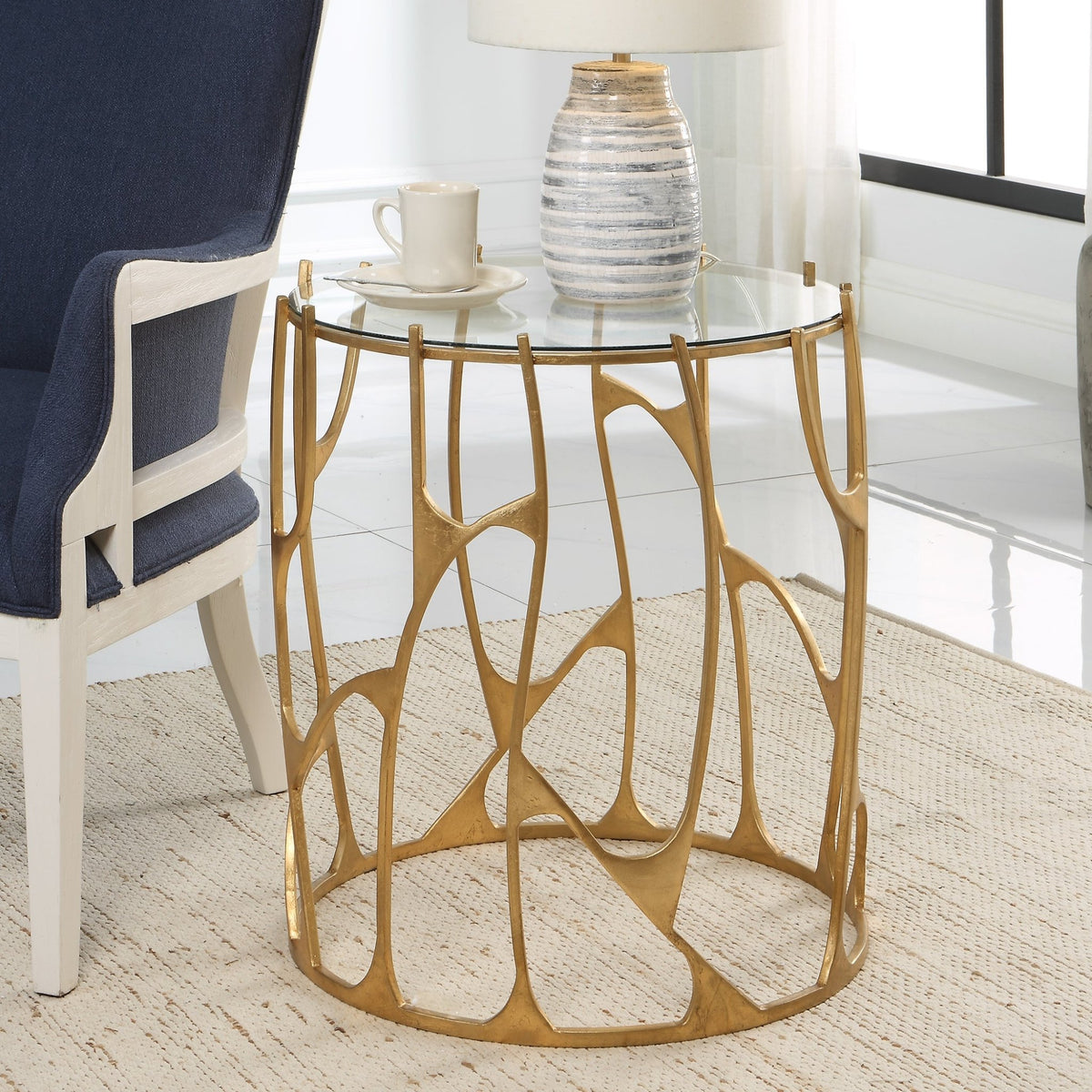 Uttermost Ritual Round Gold Side Table Accent & End Tables| Uttermost