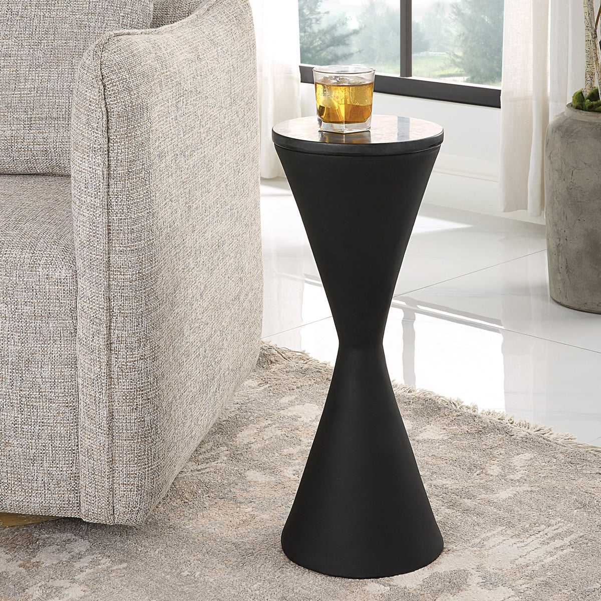 Uttermost Time's Up Hourglass Shaped Drink Table Accent & End Tables| Uttermost