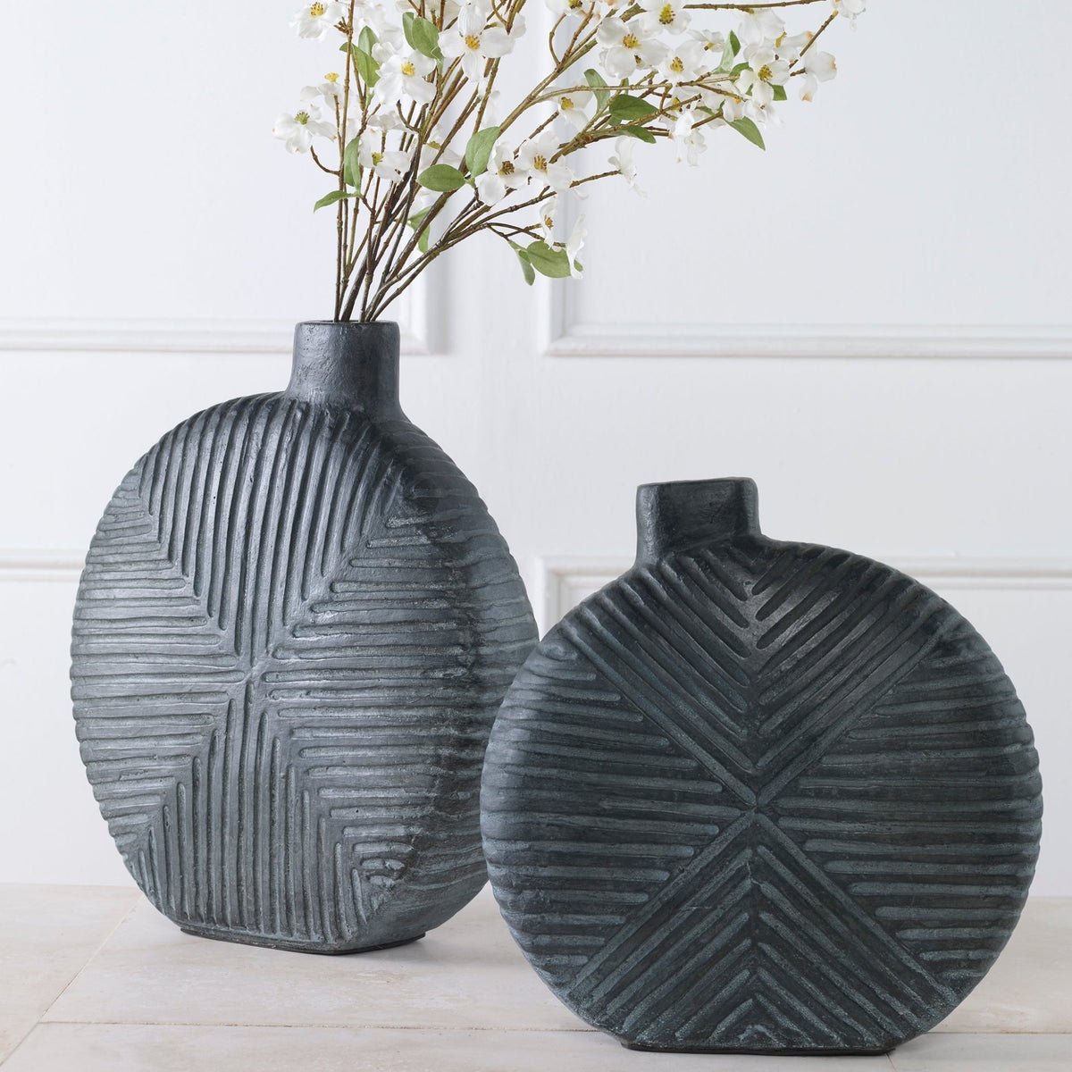 Uttermost Viewpoint Aged Black Vases, Set/2 Vases and Jars| Uttermost