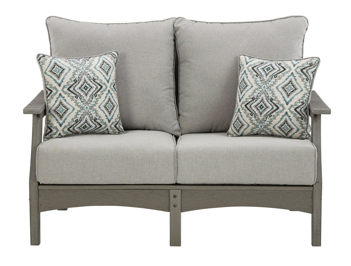 Visola Outdoor Loveseat with Cushion Outdoor Loveseats & Sofas| Ashley Homestore