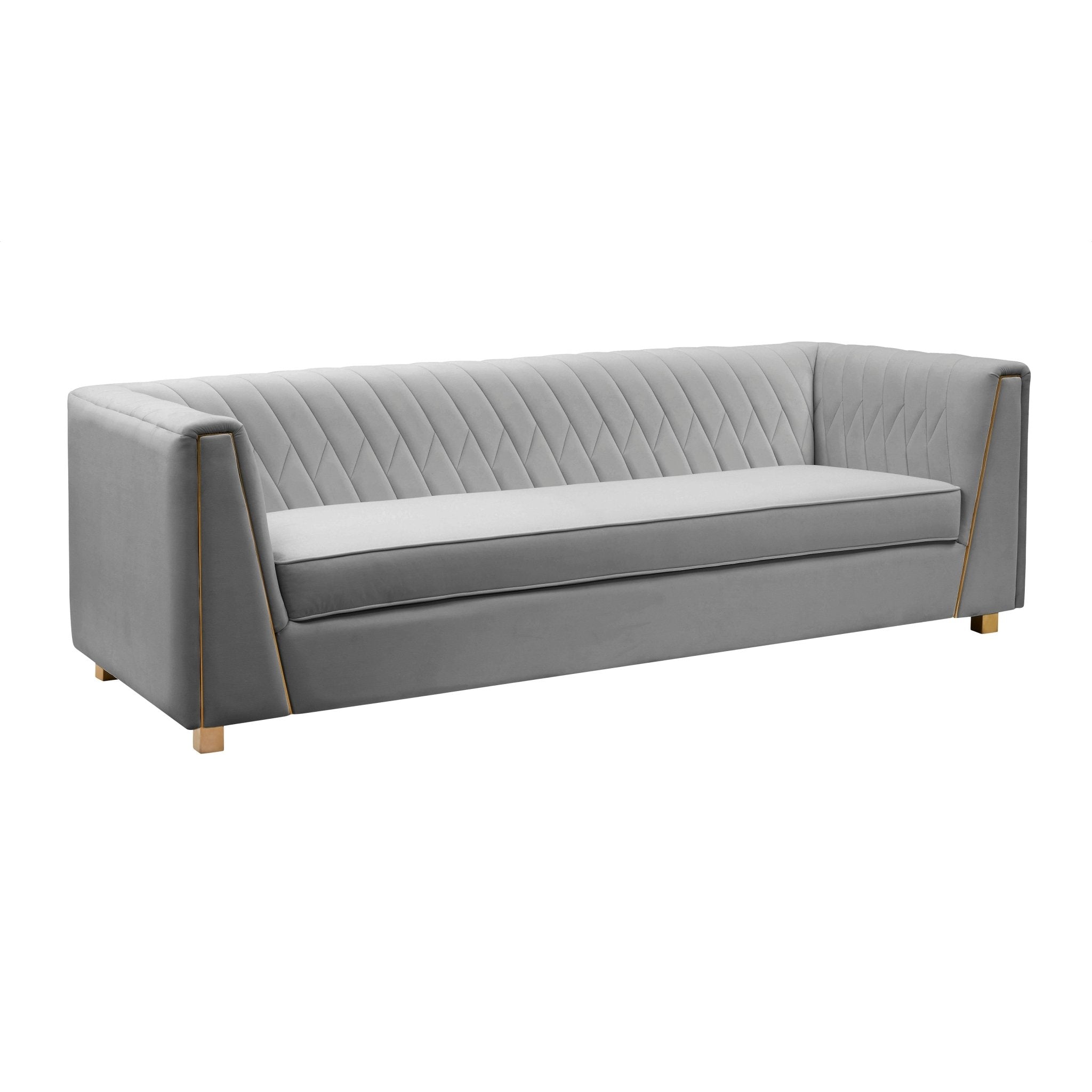 Wafa Light Grey Velvet Sofa Sofas & Loveseats| TOV