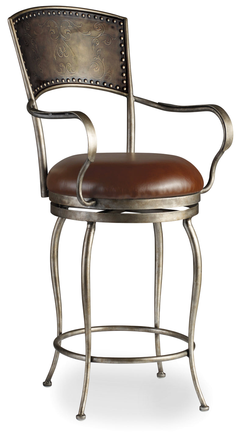 Metal Barstool w/Leather Seat - Al Rugaib Furniture (4688747069536)