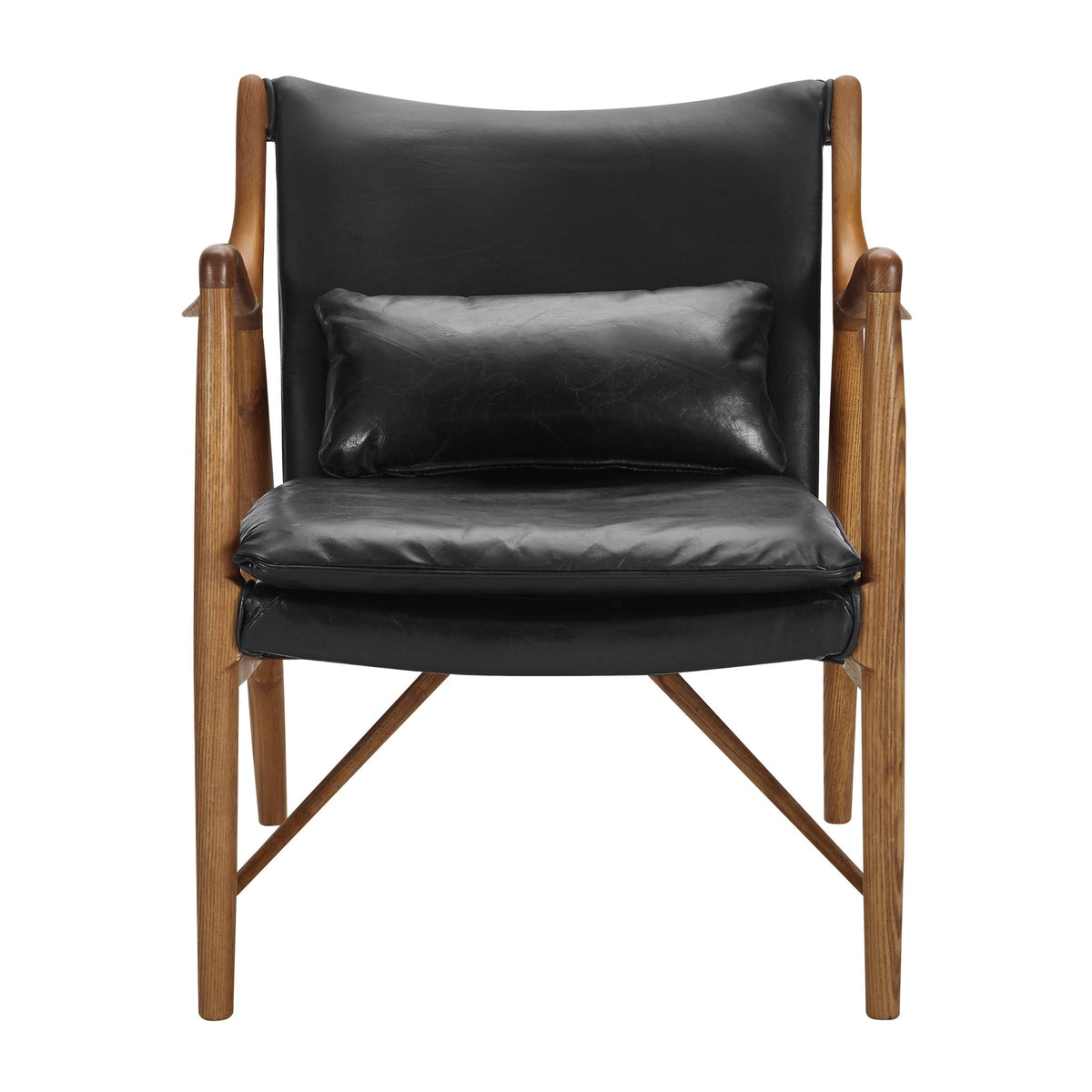 Wood Frame Leather Sling Chair - Black Chairs| Hooker