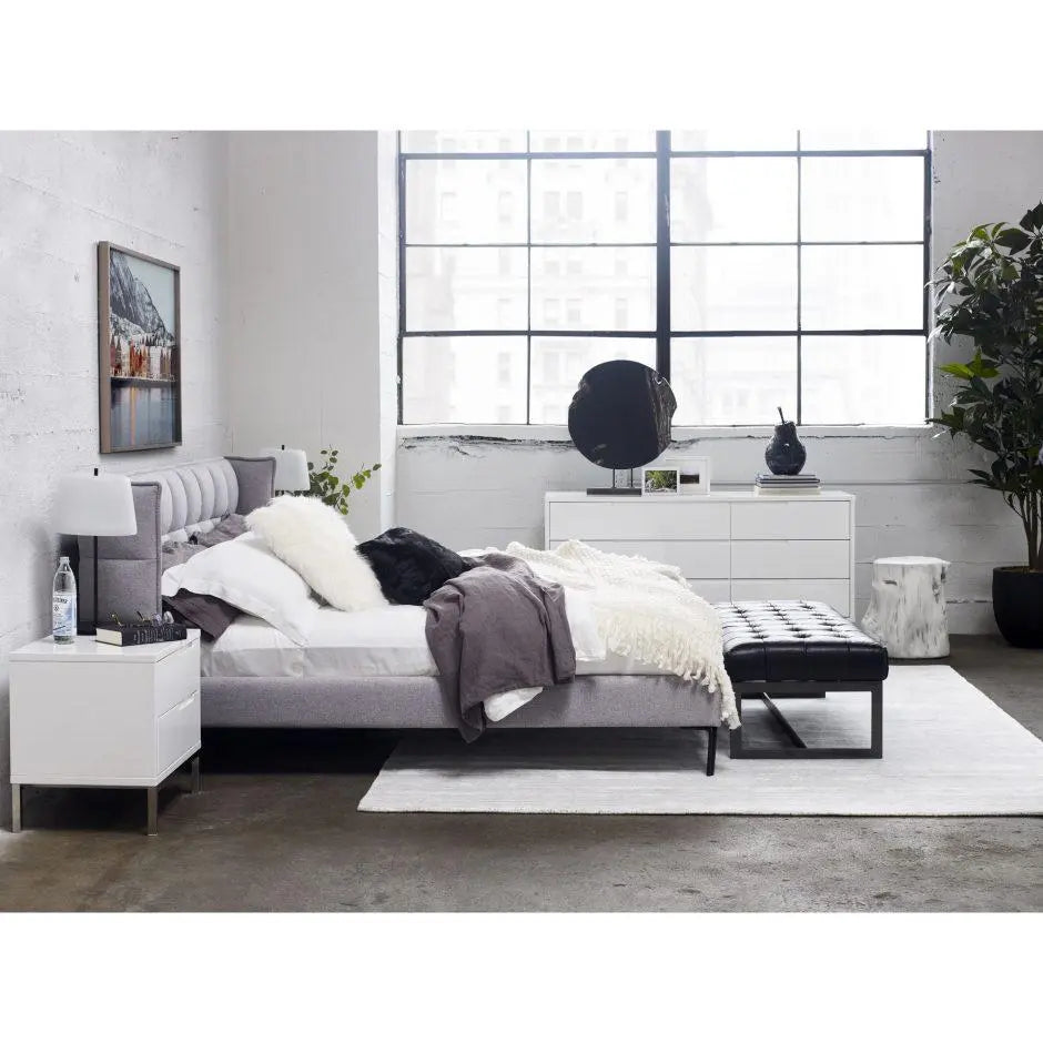 Wyatt Leather Bench Black Benches| Moe's Home