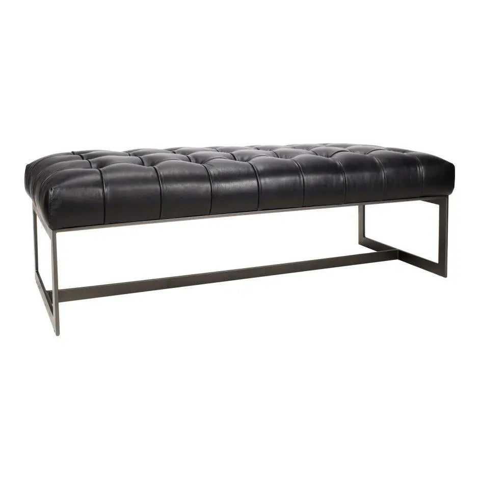 Wyatt Leather Bench Black Benches| Moe's Home